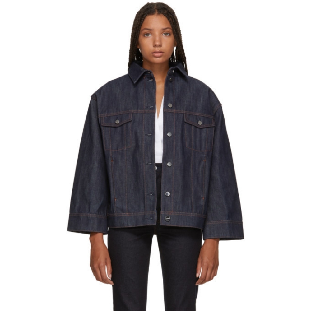 NWT TOTEME Bissau Cotton Raw Denim Jacket, Indigo, Medium Made in Italy